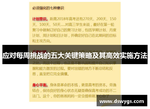 应对每周挑战的五大关键策略及其高效实施方法 应对每周挑战的五大关键策略及其高效实施方法