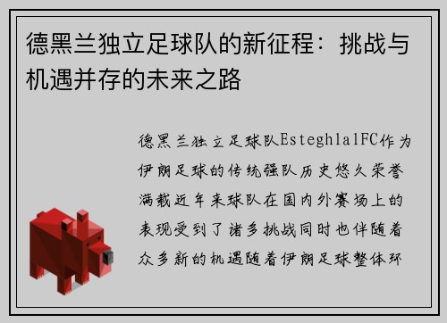 德黑兰独立足球队的新征程:挑战与机遇并存的未来之路 德黑兰独立足球队的新征程:挑战与机遇并存的未来之路